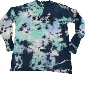 Victoria Secret PINK Campus T Long Sleeve Tie Dye Size XSmall Blue Grey Purple